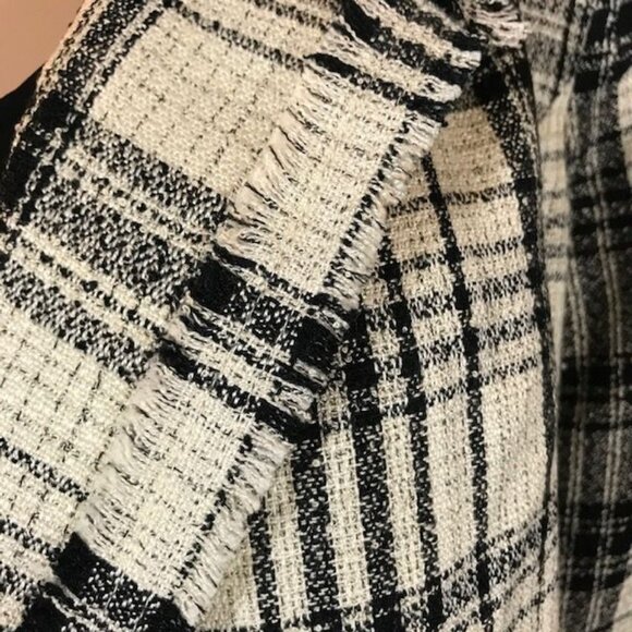 G by Giuliana Ivory Plaid Finge Trim Royal Crest Button Double Breasted Jacket - Picture 8 of 16